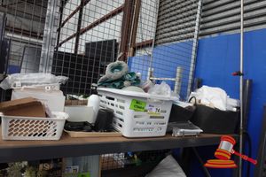 Assorted Boxes And Baskets Of Beauty And Spa Salon Supplies, Includes: Lash Extensions, Hot Stones, Fabric Clothes, Acrylic Storage Trays, Various Storage Baskets, Various Others, Untested