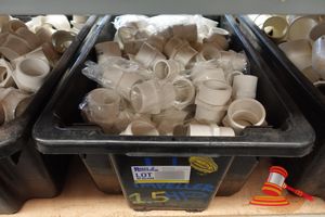 402 · BOX OF ASSORTED PVC MALE AND FEMALE ADAPTERS OF VARIOUS SIZES