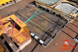 1 X Caterpillar Radiator Grille, Perforated Metal Panels, Approx; 1.6m W X 1.2m L, Some Marks, On A Pallet