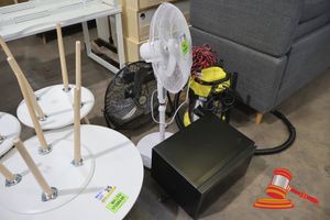 26 · 1 X WHITE STANDING FAN, 16 INCH 1 X EUROMATIC BLACK FLOOR FAN, 18 INCH 1 X KARCHER WET AND DRY VACUUM CLEANER, MODEL: WD 3 S, SN:040360, UNTESTED 1 X LG MICROWAVE OVEN, BLACK, UNTESTED (SOME MARKS) 1 X RED AND BLACK EXTENSION CORD, COILED