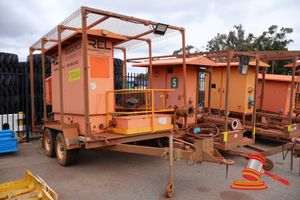 2014 Shermac Plant/Pump Trailer, Orange, Tandem Axle, Reg #: Unlicensed VIN: 6T9T27WA1E06A5027 Features: 415V Control Panel, Section Of Piping & Valves, Ring Hitch, Jockey Wheel. (S44#RITM0733797), (Disp# 1299), (Asset # 17D084) Condition: Panel: FAIR, Paint: FAIR, Tyres: FAIR,Overall Condition: FAIR