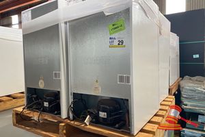 4 X HISENSE HRBF125, 125L TOTAL VOLUME APPROX; 480MM D X 500MM W X 760MM H, SOME MARKS, UNTESTED, ON A PALLET