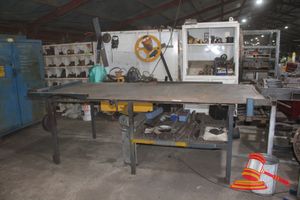 47 · HD STEEL WORK TABLE.12MM PLATE STEEL. APPROX 1500 X 3000 X H1000. TABLE ONLY