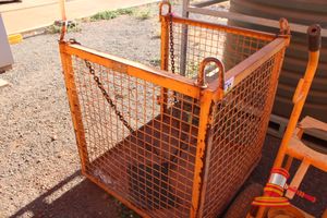 37 · STEEL STORAGE CAGE WITH LIFTING RINGS AND CHAINS, OPEN 1 SIDE, APPROX 1000 X 1000 X 1050MM HIGH