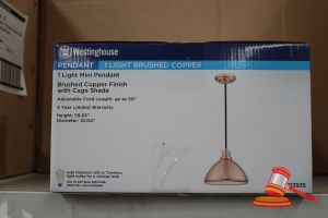 Westinghouse Mini Pendant Light, Brushed Copper Finish With Cage Shade, Adjustable Cord Length Up To 50", Height: 59.65", Diameter: 10.04", Code: 6103935