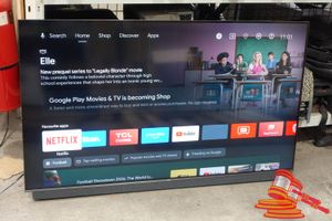 TCL 4K QLED UHD TV, MODEL: 55SC815, REMOTE INCLUDED, WALL BRACKET HOOKS INSTALLED, UNTESTED (SOME MARKS / POWER CABLE INCLUDED)
