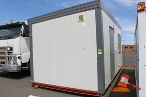 5 · Transportable Site Office, Approx 6m x 3m, Make: Instant Products Group, DOM: 2023, Wind Specification: A, Terrain Category: 2, Serial: 6197, with Air Conditioner, Ceiling Lights, 3 x Timber Laminate Desks, 1 x Executive Chair, 1 x Foldout Bed. Note: To be Removed by Tilttray or Side Lifter at Buyers Own Expense.