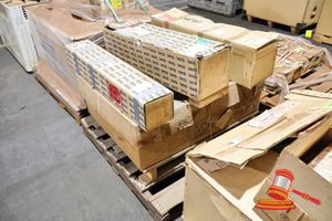 90 · 1 X PALLET OF PNEUMATICS PARTS, APPROX 4 X BOXES, INCLUDES: SMC PNEUMATICS CDA2F50-380J XAK2155 , CYLINDER ASSEMBLIES, CHAIN 95 LINKS R04HF/US 103.20 PITCH (TSUBAKI), VARIOUS OTHERS (, SOME MARKS TO BOXES)