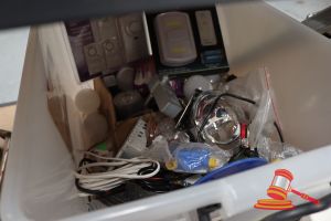 TUB OF ASSORTED LIGHTS AND ELECTRICAL, UNTESTED
