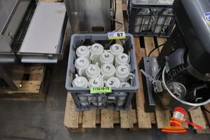 APPROX 50 X WHITE CERAMIC COFFEE MUG IN GREY PLASTIC CRATE (COMMERCIAL GRADE)