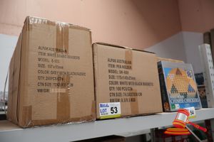 53 · BUNDLE WITH 1x BOX WHITE BOARD ERASERS AND 1x BOX OF MAGNETIC PEN HOLDERS, ALL UNOPENED