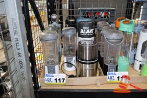 117 · APPROX 9 X PORTABLE BLENDERS, INCLUDES: NINJA BLAST, NUTRIBULLET, 1 x CUISNART SPICE AND NUT GRINDER, VARIOUS OTHERS, UNTESTED