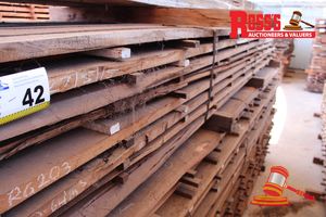 42 · RG203 - ROSEGUM STANDARD AND BETTER GRADE MIXED SIZES PACK - 100x25mm, 205x25mm - 3.5- 4.0m, ROUGH SAWN BOARDS - APPROX 150lm