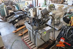 112 · 1 X HAFCO METAL BAND SAW, MODEL: EB-320DS, SN:201709738, 255MM CAPACITY, 1.5KW MOTOR, UNTESTED, APPROX; 1.1M W X 700MM D X 1.3M H, ON A PALLET