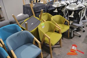 30 · 5 X F. AIRES CHAIRS, MODEL: DB_NAT_NRD120, E94090-2-1, CHARTREUSE UPHOLSTERY WITH TIMBER FRAME
