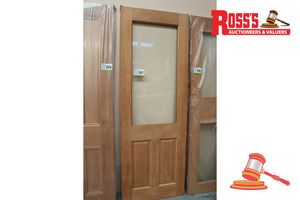 357 · TIMBER DOOR WITH GLASS PANEL, CODE: NIAS, 2040 x 720 x 40mm