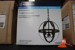 Westinghouse Stella Mira Ceiling 3 Light Chandelier, Oil Rubbed Bronze Finish With Highlights, Height: 17.28", Diameter: 15.04", Chain: 36", Wire" 36", Code: 6341835