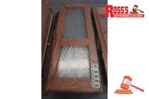 TIMBER DOOR WITH 2x GLASS PANELS, CODE: ACEH, 2040 x 720 x 40mm