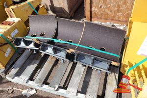 53 · 3 X KOMATSU AIR CLEANER MOUNTINGS, PART NO: 6245-11-4821 N, SUIT KOMATSU WA600-6, APPROX; 600MM D X 390MM W X 340MM W , SOME MARKS/RUST, ON A PALLET