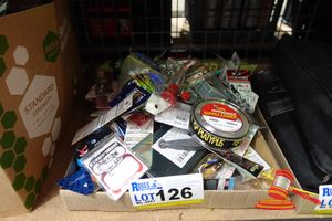 ASSORTED FISHING EQUIPMENT, INCLUDING ,HOOKS, LINE , LURES ETC