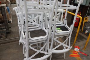 8 X White & Rattan Crossback Stools General Wear And Tear