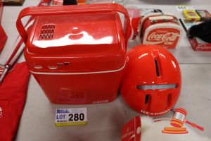 280 · BUNDLE INCLUDING: COCA-COLA COOLER BOX RADIO AND COCA-COLA HELMET