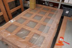 386 · TIMBER DOOR WITH 15x GLASS PANELS, CODE: ED 95, 2040 x 1200 x 40mm
