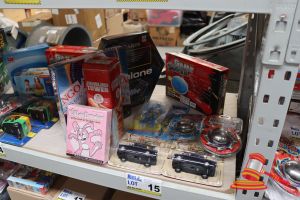 15 · BUNDLE OF TOYS INCLUDING: 1x ABALONE GAME, 1x GAME SUPER, 1x BINGO GAME, 1x JUMBLING TOWER GAME, 1x KILLER BUNNIES BOOSTER DECK, 2x YO-YO'S, 2x CENTY CARS, 1x DARKSEID ACTION FIGURE, UNOPENED