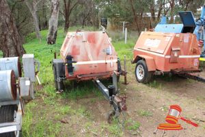 SINGLE AXLE TRAILER. ORANGE. UNREGISTERED. NO VIN PLATE. EX LIGHTING TOWER TRAILER. NO MOTOR/GENERATOR. POOR CONDITION
