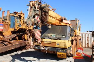 2013 Grove GMK3055 55 Tonne Crane Yellow, 6x6, Auto, Diesel Reg #: UnLicensed ODO: 14940Km Showing on Clock - 7826Hrs Eng #: 941992C0884272 VIN: W09055310DWG12053 Features: Air Conditioning Power Steering 5 Tonne Counter Weights (Asset # 14R3745), (Disp# S44#RITM11045724), (*Dr#52061 *) (SK#1301) Condition: (Note - Jump Start Required, Battery Flat, Air Suspension Leaking, Oil Leaks, Slow Leaks in Some Tyres, 2 X Front Stabiliser Feet Loose in Rear Tray Panel: FAIR, Paint: FAIR, Glass: FAIR, Tyr