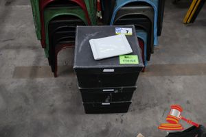 7 · APPROX 34 X WHITE COFFEE PLATES STORED IN 3 X BLACK BOXES WITH CARDBOARD DIVIDERS ( 1 BOX EMPTY)