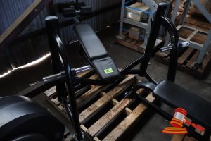Decline Bench Rack With Weight Holders And Leg Support, Some Marks, Approx; 1.3m W X 2m L X 1.1m H, On A Pallet