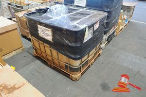 112 · IBC WITH VARIOUS TRUCK/ PLANT PARTS INCLUDING, TOYOTA BAR, WASHER, A P/N- 85315-OK250, CUMMINS LUBE FILTER P/N- LF9039 TOYOTA RUN, WINDOW CHANNEL P/N- 68141-90K03, DONALDSON AIR FILTER P/N- P822768, WEIGHTING INDICATOR MODEL WS-805, SPEC HL-2065, SERIAL# 19858041, HY SOURCE HYDRAULIC FILTER P/N- 8542431 CONTROL ARM UPPER, LHF