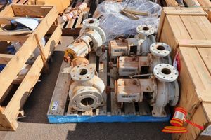 60 · 5 X SULZER CENTRIFUGAL APP21-80 PUMP UNITS WITH FLANGED CONNECTIONS, (USED, SURFACE RUST)