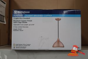 Westinghouse Mini Pendant Light, Brushed Copper Finish With Cage Shade, Adjustable Cord Length Up To 50", Height: 59.65", Diameter: 10.04", Code: 6103935