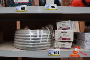 101 · BUNDLE WITH ASSORTED JUNCTION BOCES AND REEL OF PIPE