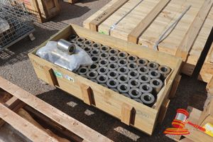 Approx 50 X Metal Hollow Cylinders, Approx; 9cm D X 14cm H, In Wooden Crate, Poss Unused (S44#497464776, Dr#1582)