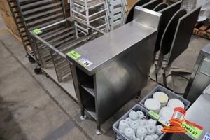 29 · 1 X STAINLESS STEEL WORKBENCH, WITH BACKSPLASH, 2 TIER OPEN SHELVING, L290 X W850 X H1004, (SOME MARKS, USED CONDITION)