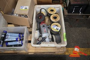 34 · FLEX LW-1202 FLOOR GRINDER WITH APPROX 19 STONES
