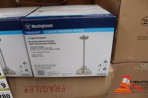 282 · WESTINGHOUSE PENDANT LIGHT, BRUSHED NICKEL FINISH WITH HAMMERED SHADE, ADJUSTABLE HEIGHT, HEIGHT: 38.50", DIAMETER: 10.24", CODE: 6309635