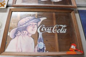 28 · 1 X FRAMED COCA-COLA VINTAGE ADVERTISING PRINT, WOMAN WITH BOTTLE (SOME MARKS TO FRAME / GLASS)
