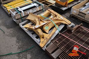 2 X Komatsu D155 Track Frame Guard Rh, P/N: 17a-30-17282, 3 X Komatsu D155 Track Frame Guard Lh, P/N 17a-30-17272, Approx; 680mm L X 770mm W ,Some Marks/Rust, On A Pallet