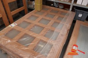 379 · TIMBER DOOR WITH 15x GLASS PANELS, CODE: ED 95, 2040 x 1200 x 40mm