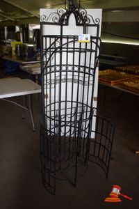 Wrought Iron Ornamental 24 Bottle Wine Rack with Beverage Glass Rack & Two access Doors, Size 1900mmH x 550mmDiameter