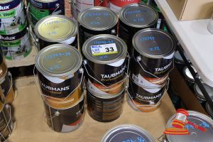 33 · APPROX 12 X TAUBMANS PROFESSIONAL PAINT TINS, WHITE, EXTERIOR MATT, WATER BASED, 4L TINS
