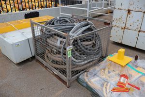1 X Metal Cage Containing Assorted Hoses And Fittings. Reported To Include - 4 X Continental Air/Water Mining Delivery Hose (1/2" X 20m), Dixon Air/Water Delivery Hose (20mm X 20m) , Dixon Mineboss Air/Water Delivery Hose (20mm X 20m) - No Fittings Either End, 5 X Whipcheck 990mm Stainless Ferrule, 12 X Whipcheck 750mm Stainless Ferrule. Contents Not Verified. (Pa1)