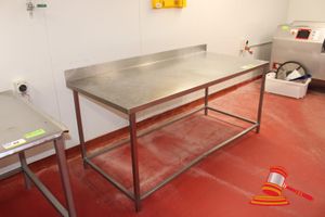 Hd Stainless Steel Work/Processing Table With Splashback. Approx 2000 X 900 X H900mm