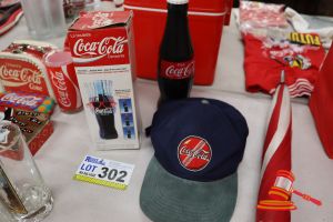 302 · BUNDLE OF COCA-COLA ITEMS INCLUDING: HAT, BOPPING BOTTLES