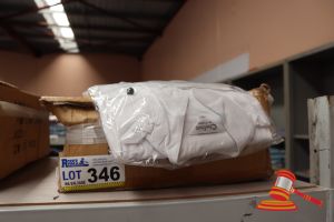 346 · BOX OF WHITE CHEFS JACKETS, SIZE: XL