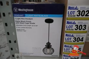 Westinghouse Mini Light Pendant, Matte Black Finish With Steel Cage Shade, Adjustable Cord Length Up To 50", Height: 61.12", Diameter: 7.80", Code: 6103435